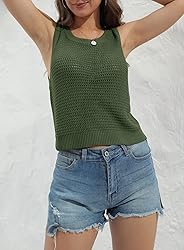 FISACE Womens Summer Knit Sweater Tank Tops Round