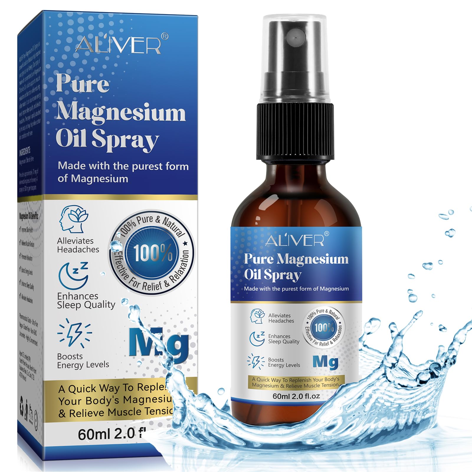 Generic Pure Magnesium Oil Spray, Magnesium Chloride Oil Spray, Magnesium Spray for Feet, Magical Magnesium Body Spray 2.02 fl.oz