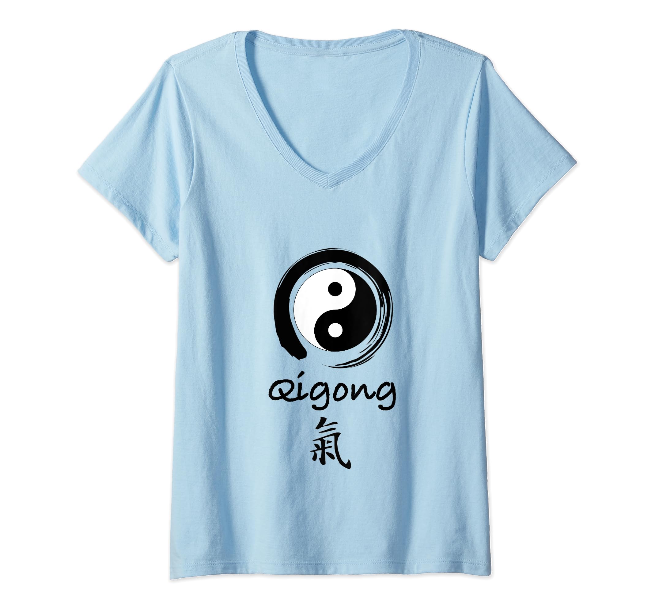 Qigong Beginner / Classic Qigong Calligraphy Qi Kanji Design V-Neck T-Shirt