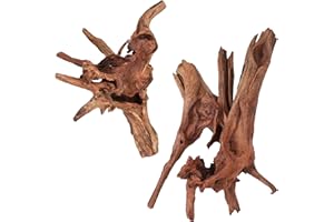 Hygger CO2 Natural Driftwood for Aquariums – Fish Tank Decor, Reptile Habitat & Aquascaping Wood | 2-Pack，9-14 Inch Sinking Branches