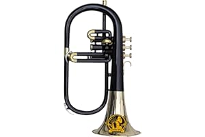 ROSE MUSICALS Flugel Horn 3 Valve Black Nickel Color Bb Pitch With Free Hard Case & Mouthpiece