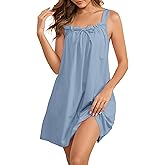 Namatime Cotton Nightgowns for Women Sleeveless House Dress Ruffle Nightshirt Wide Strap Sleep Shirts Sleepwear with Pockets