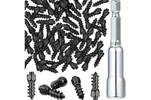Frienda 600 Pcs Black Snow Carbide Screw Tire Studs Black 4 x 9 mm Wheel Tyre Snow Spike Trim Screw in Tire Studs with Installation Tool for Car Truck Bicycle Boot Motorcycle ATV Accessories