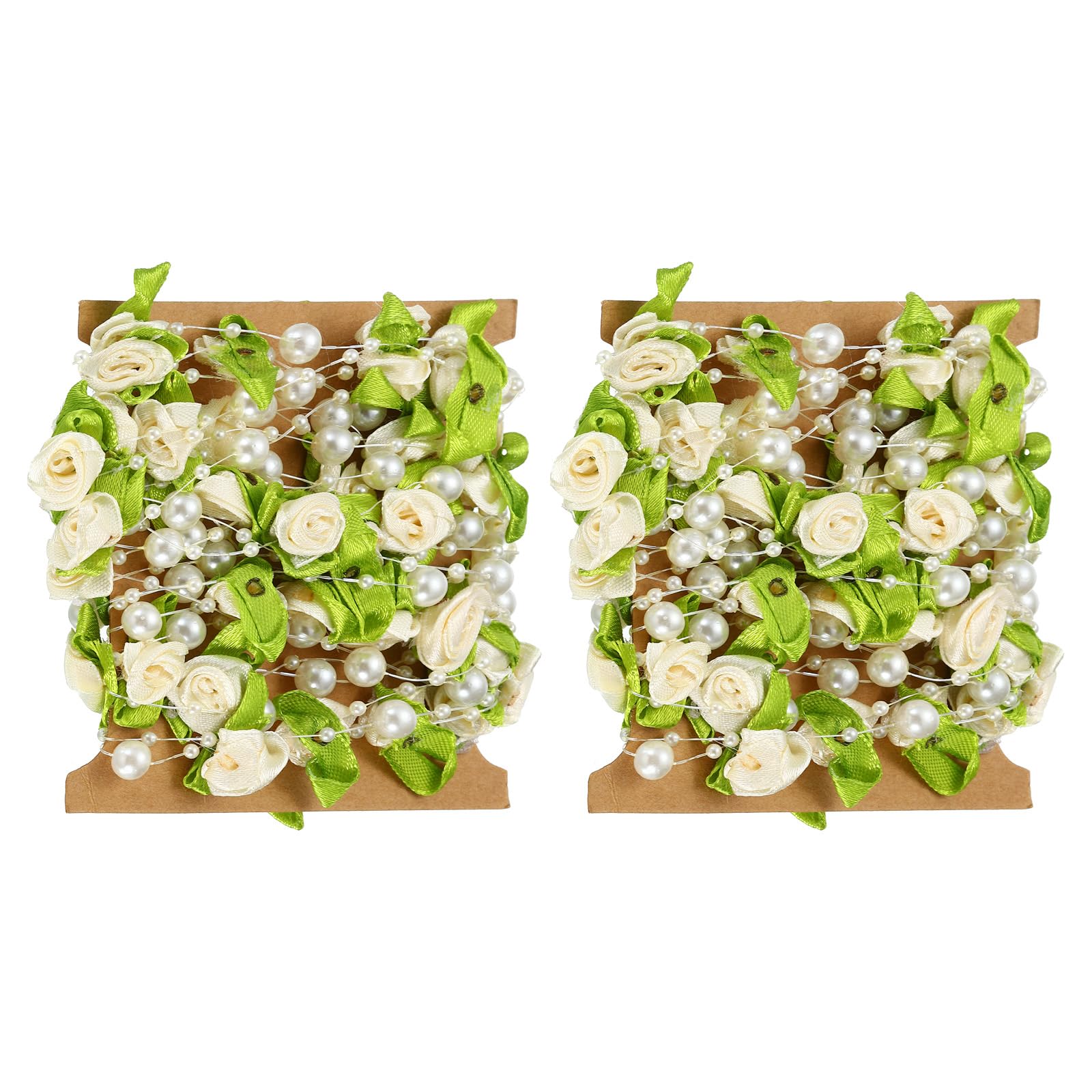 PATIKIL Rose Pearl String Beads, 2 Pcs 16.4 Ft Artificial Pearl Wire Garland for Christmas Party DIY Craft Home Wedding Decorative, Beige