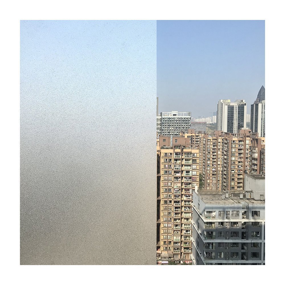 Xindinyi Frosted Static Cling Privacy Window Film with Self Adhesive For UV Blocking Heat Control Glass for Office Car School Home Bathroom Kitchen (17.3\