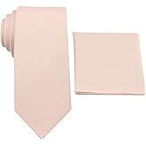 Entwineno Mens Linen Tie Set - Solid Necktie with Pocket Square