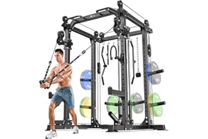 XGSW XINGESIWR Power Rack Power Cages Multi-Function Squat Rack with Cable Crossover System Selectable More Training Attachment Weight Cage for Garage Home Gym