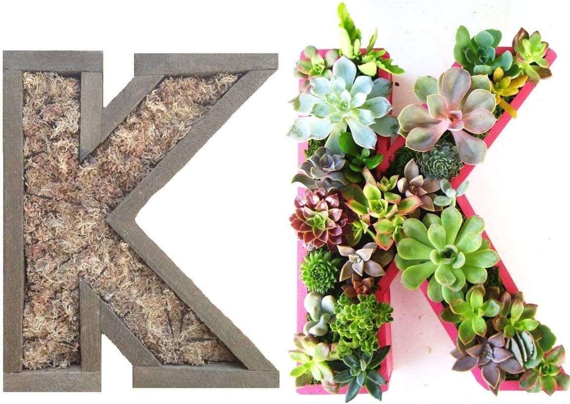 DIY 12 inch Unfinished Letter Planter Box Monogrammed Initials Succulent Planter Succulent Letter Box