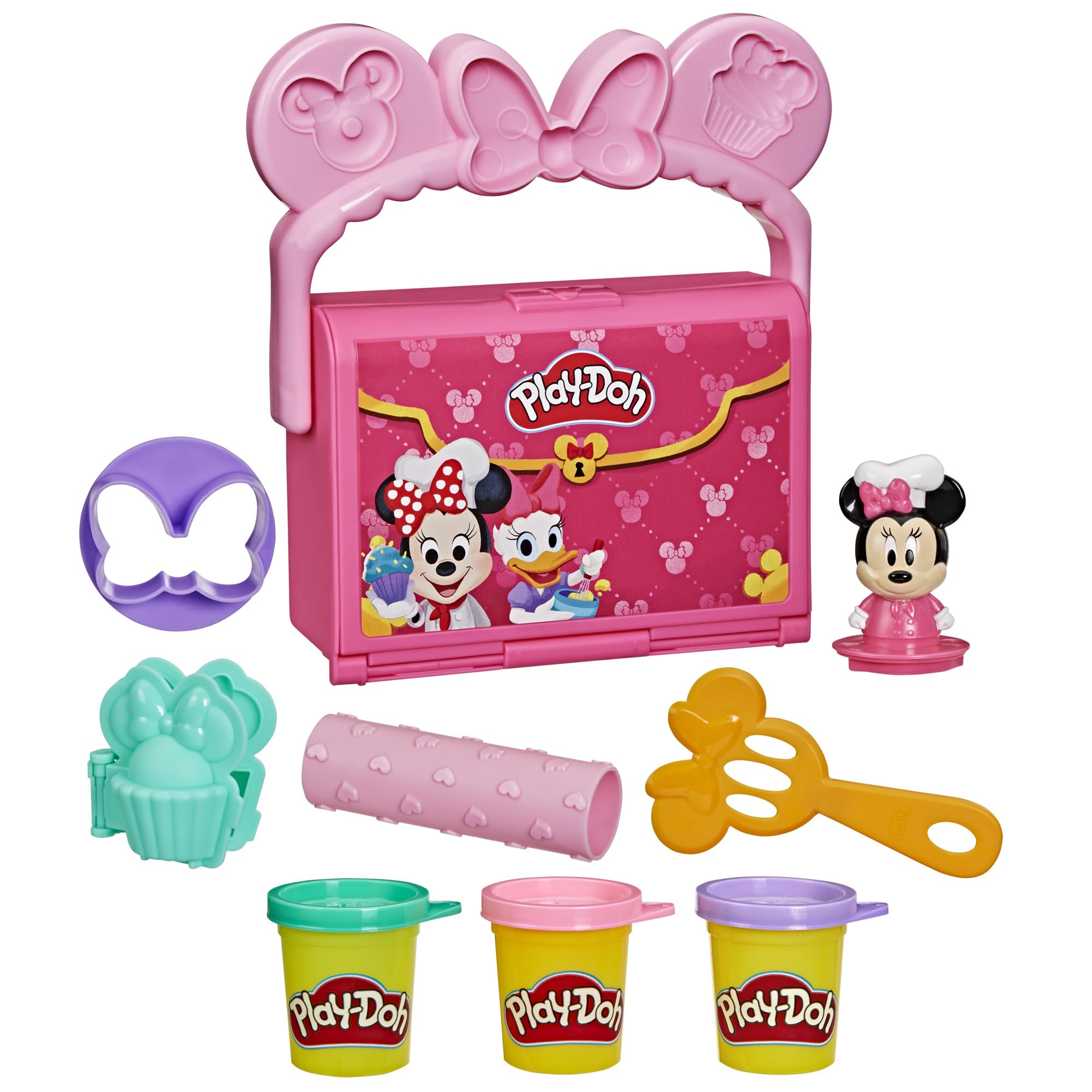 Play-Doh Disney Junior Mickey Mouse Clubhouse, On-The-Go Bakery Playset with Minnie Mouse, Play Food Preschool Toys, Arts & Crafts Gifts for Kids 2+