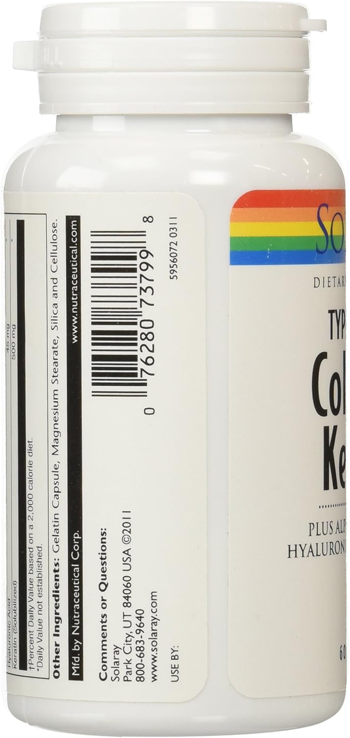 Solaray Collagen Keratin Type I, II, and III Capsules | 60 Count: Health & Personal Care