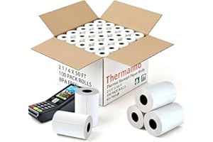 (100 Rolls) - 2 1/4 x 50ft' Thermal Paper Rolls, Premium Receipt Printing Thermal Paper Rolls - BPA-Free, Fits All POS Cash R