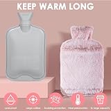 BOLEi 2L Hot Water Bottle with Faux Fur Cover Pink Leakproof Comfort view 3