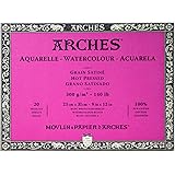 Arches Watercolor Block 9x12-inch Natural White 100% Cotton Paper - 20 Sheets of 140 lb Arches Hot Press Watercolor Paper - A