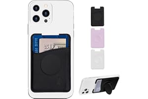 Wallaroo Wallets Premium Leather Phone Card Holder with Stand - Non-Slip Interior Strong Adhesive Grip - Phone Wallet Stick - Slim, Lightweight & Durable - Compatible with Most Phones