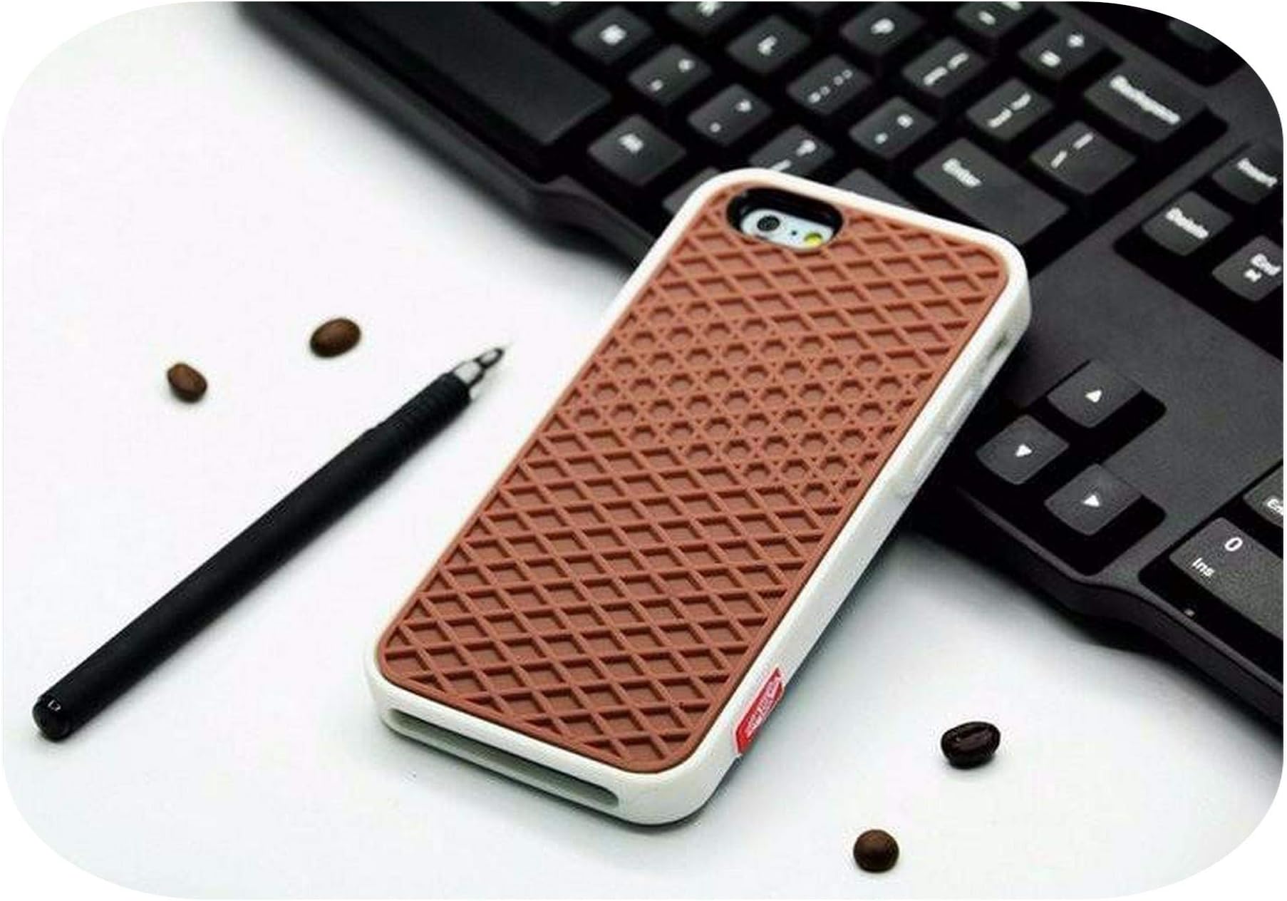 Waffle case Rubber Cover Case for iPhone 11 Pro Max 5S 6 6S 7 8 Plus Xs Max Xr Shoe Sole Phone Case Back Cover-Brown White-for iPhone 11