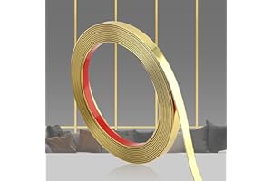 QDYMXUN Glossy Gold Peel and Stick PVC Molding Trim, Flexible DIY Wall Accent Strip for Mirror Frame, Cabinet, Edges & Borders and Tiles (394''L x 0.4''W)