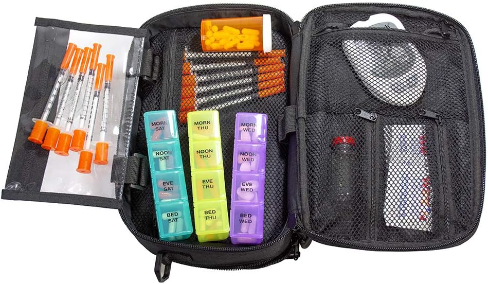 ChillMED Elite Diabetes Weekly Travel Organizer - Supply Kit | Insulin and Medication Travel Cooler Bag with Reusable Ice Pack - Up to 14 Hours of Cooling Time - Red: Health & Personal Care