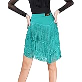 ECDAHICC Women's Fringe Mini Skirt High Waisted Tassel Bodycon Party Skirt Ballroom Latin Tango Slasa Dance Skirt(MI,2XL) Red