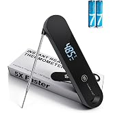 0.5 Sec Instant Read Digital Meat Thermometer, Black | 180&deg; Auto-Rotating LED Display, 0.5-Second Read, Dual-battery Design, IP67 Waterproof and Dustproof