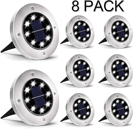 Qsstech 8 Led Solarleuchten Fur Garten 8 Leds Solarbetrieben Led Licht Sonneneinstrahlung Ip65 Wasserdicht Fur Aussen Treppen Landschaft Weiss Amazon De Beleuchtung