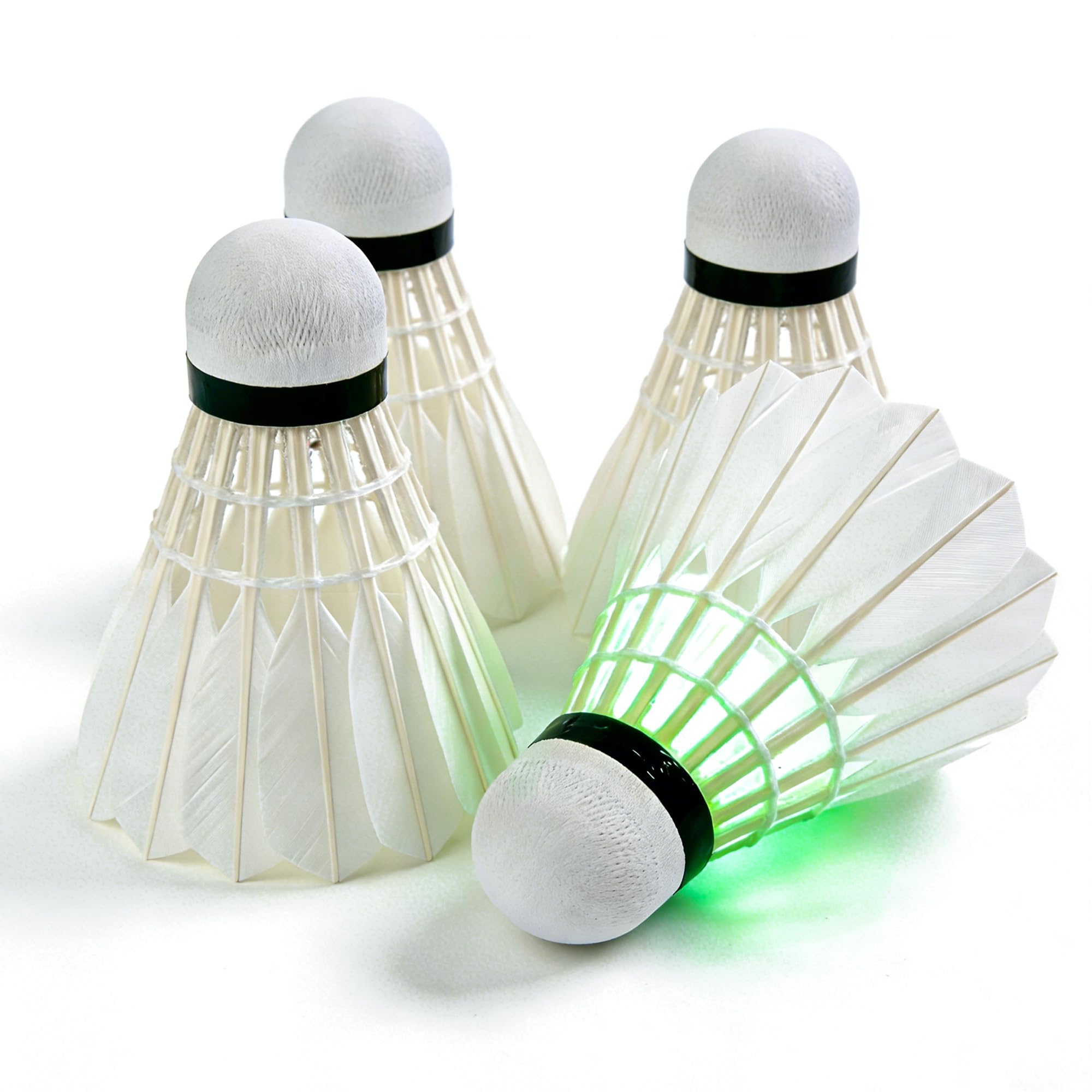 NOVELTY PLACE Led Badminton Shuttlecock Set Birdies for Yard Games, Outdoor Indoor Sports Toys (4 Pack)