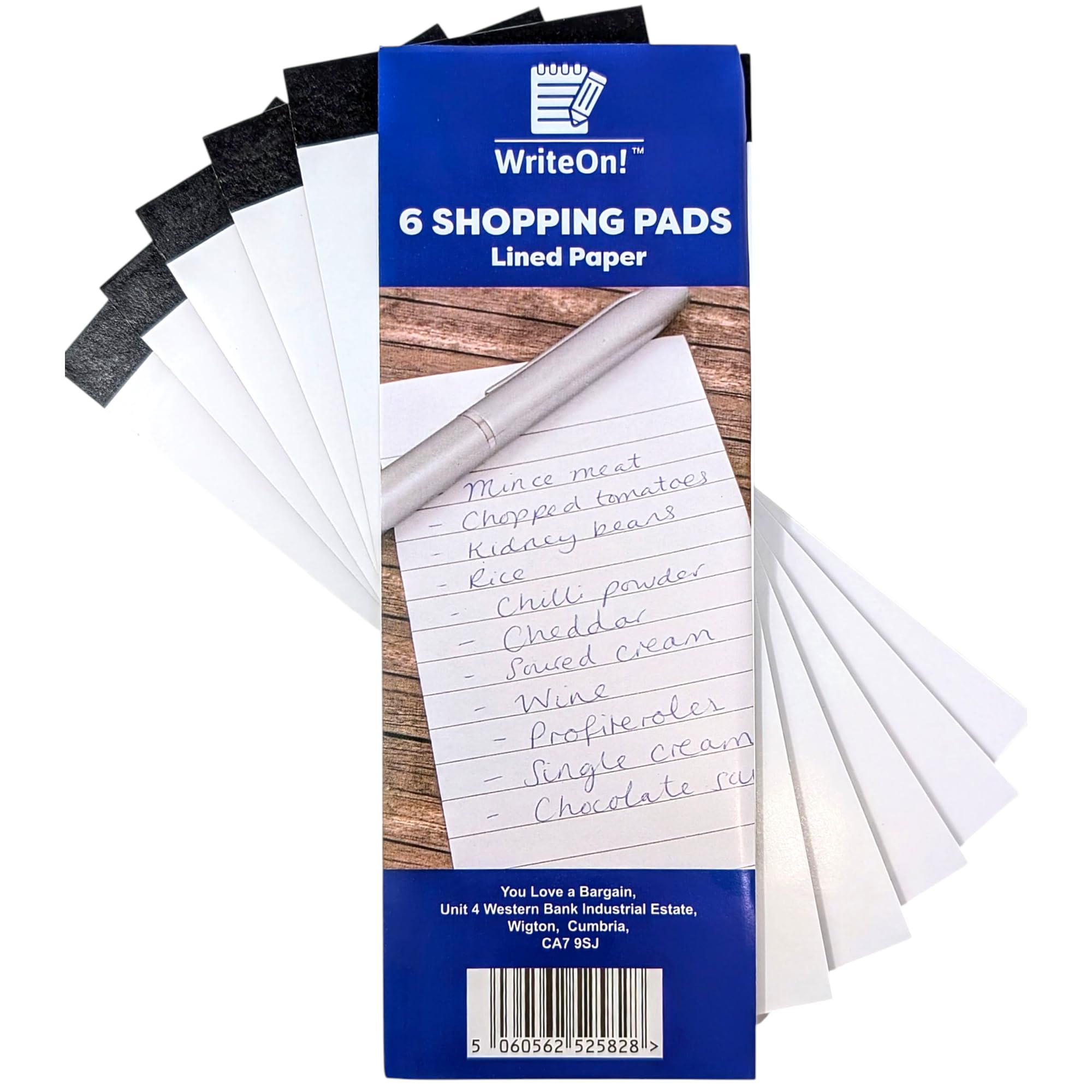 YLAB 2 x 6 Slimline Shopping List Pads (12 Pads Total) – 30 Sheets Per Pad – Lined Grocery Notepads – Top-Bound Slim Memo Pads – Compact Tear-Off Lists for Shopping, Reminders & To-Dos – 75x210mm