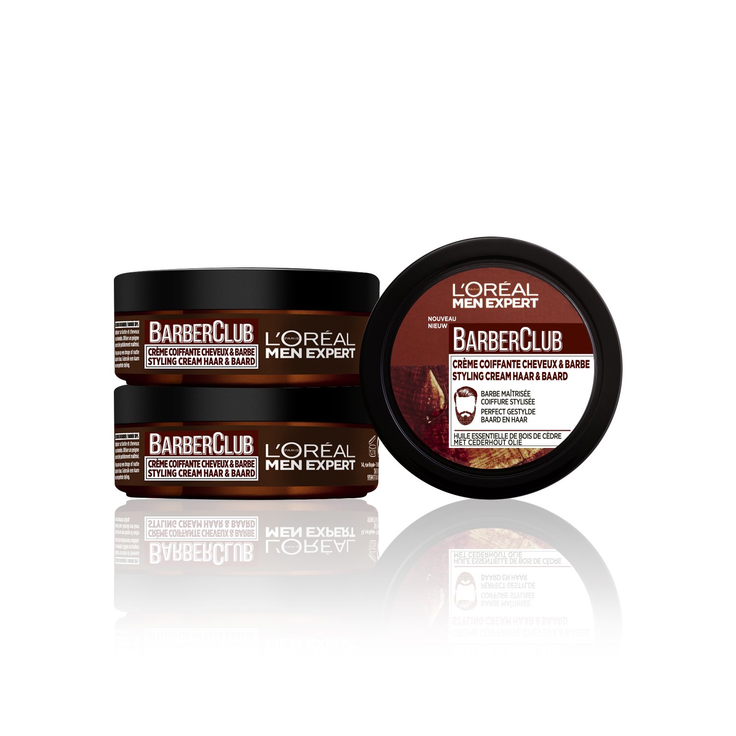 Loreal Men Expert Barber Club Beard and Hair Styling Pomade, 3er Pack (3 x 75 ml)