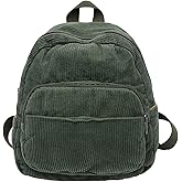 Makukke Small Corduroy Backpack Purse for Women - Vintage Mini Fashion Casual Aesthetic Backpack, Green