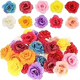 30 Pcs Artificial Flowers Heads Peony Roses Artificial Flowers Decorative Small Fake Flowers, Mini Silk Flower Heads Fabric Flowers, Faux Fabric Flowers Wedding Home Birthday Decoration(10 Colors