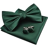 Alizeal Mens Tuxedo Bow Tie, Hanky and Cufflinks Set