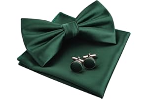 Alizeal Mens Tuxedo Bow Tie, Hanky and Cufflinks Set