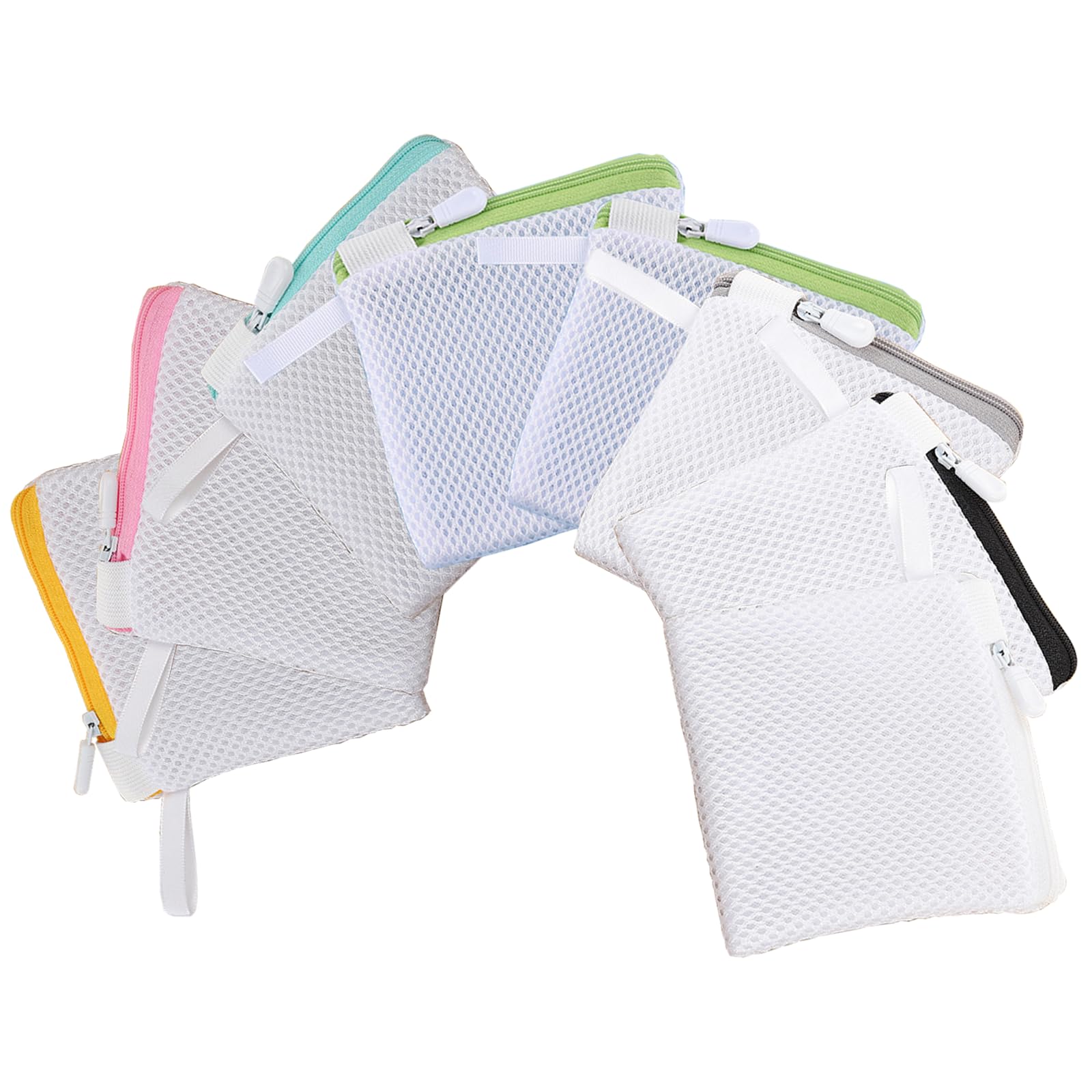 8Pcs Portable Honeycomb Storage Bags Breathable Zippered Mesh Wash Bag Useful Mini Washing Bag for Socks, Underwear, Bras