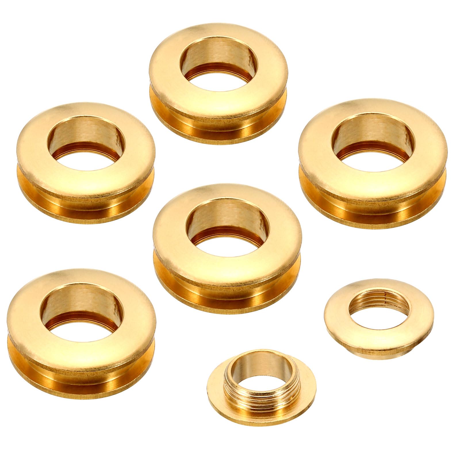 PATIKIL 12mm(1/2 Inch) Solid Brass Hole Eyelets, 6 Pcs Arc Surface Self Backing Grommets with Washer for Leather Craft, Brass Tone — image 1