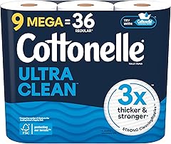 Cottonelle Ultra Clean Toilet Paper, 9 Mega Rolls (9 Mega Rolls = 36 Regular Rolls), 284 Sheets Per Roll, Packaging May Vary