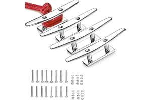 Boat Cleat 5 Inch Open Base 4 Packs, Small Dock Cleat, Heavy Duty 316 Stainless Steel, Curtain Tie, Hook, Include Installatio