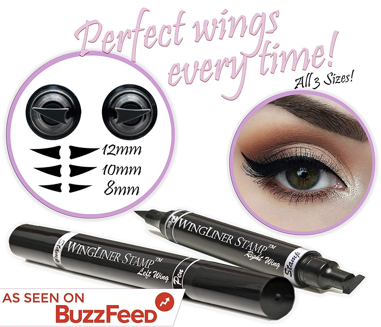 Eyeliner Stamp – Wingliner by Lovoir Black, waterproof, smudgeproof, winged long lasting liquid eye liner pen, Vamp style wing, 2 Pens In A Pack (Triple Pack Combo, Midnight Black)