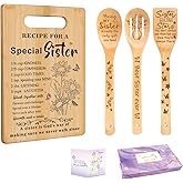 Gifts for Sister, Sister Birthday Gifts from Sisters - Unique Engraved Cutting Board Set Decorations Present, Best Friendship Soul Gifts for Women Bestie Friend