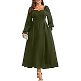 RWJ Long Sleeve Dress for Women 2025 Fall V Neck Elegant Flowy Plus Size Formal Wedding Guest Maxi Dresses with Pockets