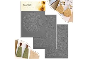 KEOKER Polymer Clay Texture Sheets Set, Works with Boho Polymer Clay Cutter, The Same Effect as Polymer Clay Texture Roller, Boho Texture Sheets for Polymer Clay (1-3)