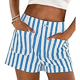 Cicy Bell Womens Summer Striped Jean Shorts Casual High Waisted Wide Leg Denim Shorts Beach Vacation Jorts