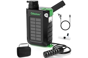 Electric Portable Water Filter Camping - High Precision Water Purifier System with Solar/Hand-Crank/USB Charging, Emergency L