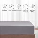 My Home Store Grey Double Fitted Sheet 300TC Cotton Bed Sheets 30cm Deep view 6