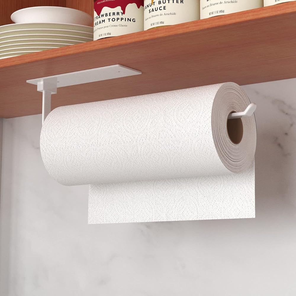 niffgaff White Under Cabinet Paper Towel Holder Stainless Steel 12.2in
