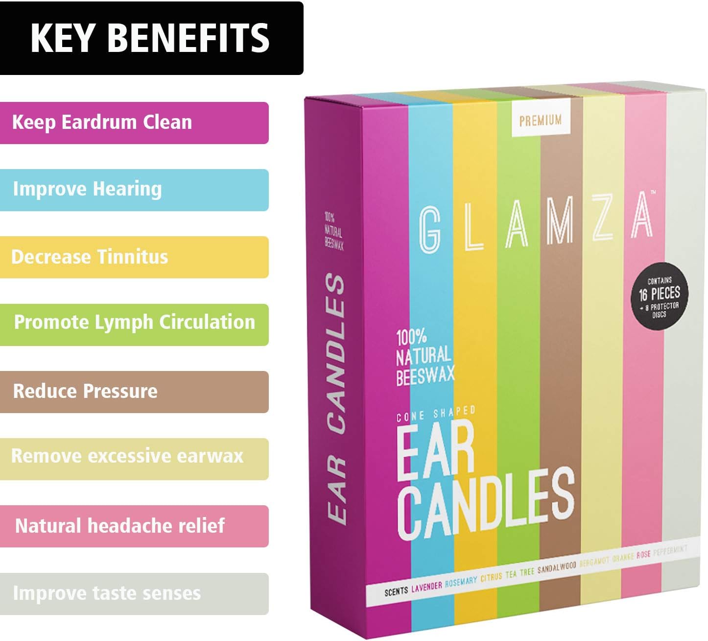 Ear Candles GLAMZA Premium Hopi Ear Candles for Blocked Ears, All Natural Ear Wax Remover 100% Organic Ear Wax Candles - Image 3