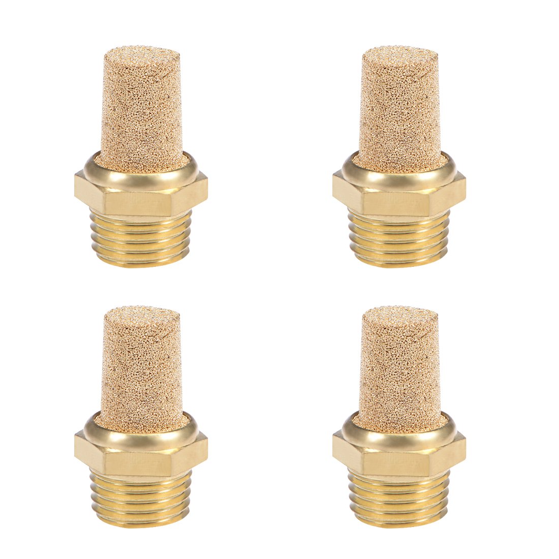sourcingmap 1/4 PT Sintered Bronze Exhaust Muffler with Brass Body Protruding 4pcs