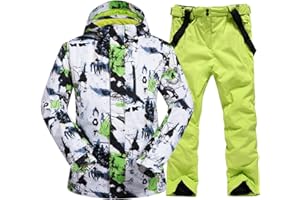 GS SNOWING Men's Winter Windproof Waterproof Snowsuit Snowboard Jacket and Ski Pants for Snow Sport