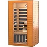 RESTISLAND Infrared Sauna Room for Home, Near Zero EMF Wooden 2 Person Indoor Infrared Sauna at Home with Bluetooth, LCD Control Panel, Chromo Therapy Light