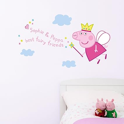 Personalised Fairy Princess Peppa Pig Wall Stickers Regular Size Official Peppa Pig Wall Stickers Range