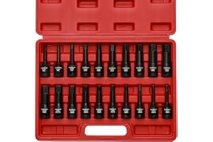CASOMAN 1/2" Drive Master Impact Hex Bit Set, Hex Driver, SAE/Metric, 1/4" - 3/4", 6mm - 19mm, Cr-Mo Steel,Impact Grade, One-