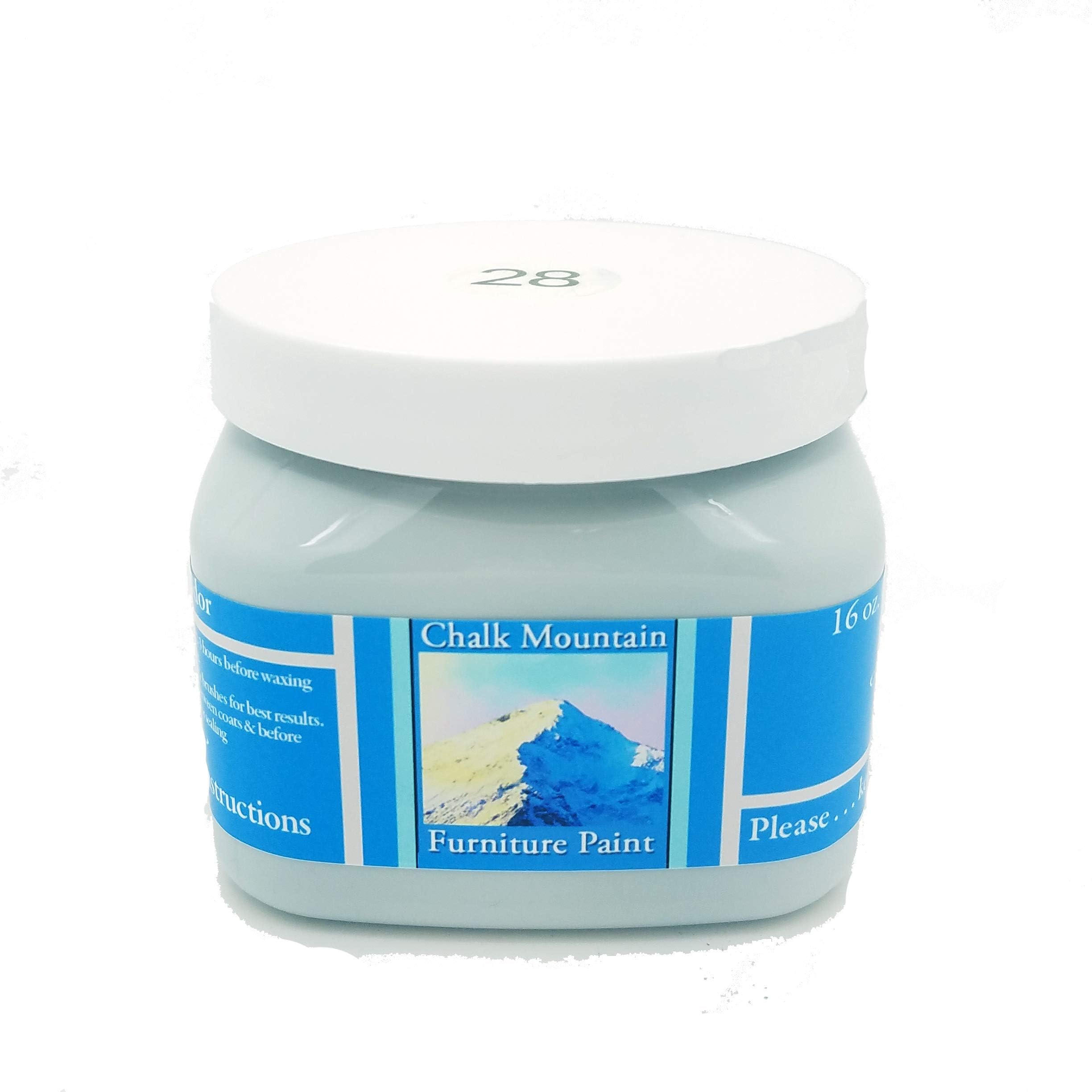 Chalk Mountain Brushes Quality Chalk Furniture Paint. Zero VOC and Low Odor. 53 Beachy and Earthy Colors. (16oz #28 Sky Blue)